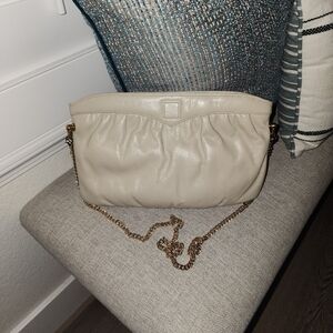 Mardane USA Vintage Elegant Cream Genuine Leather Gold Chain Strap Bag